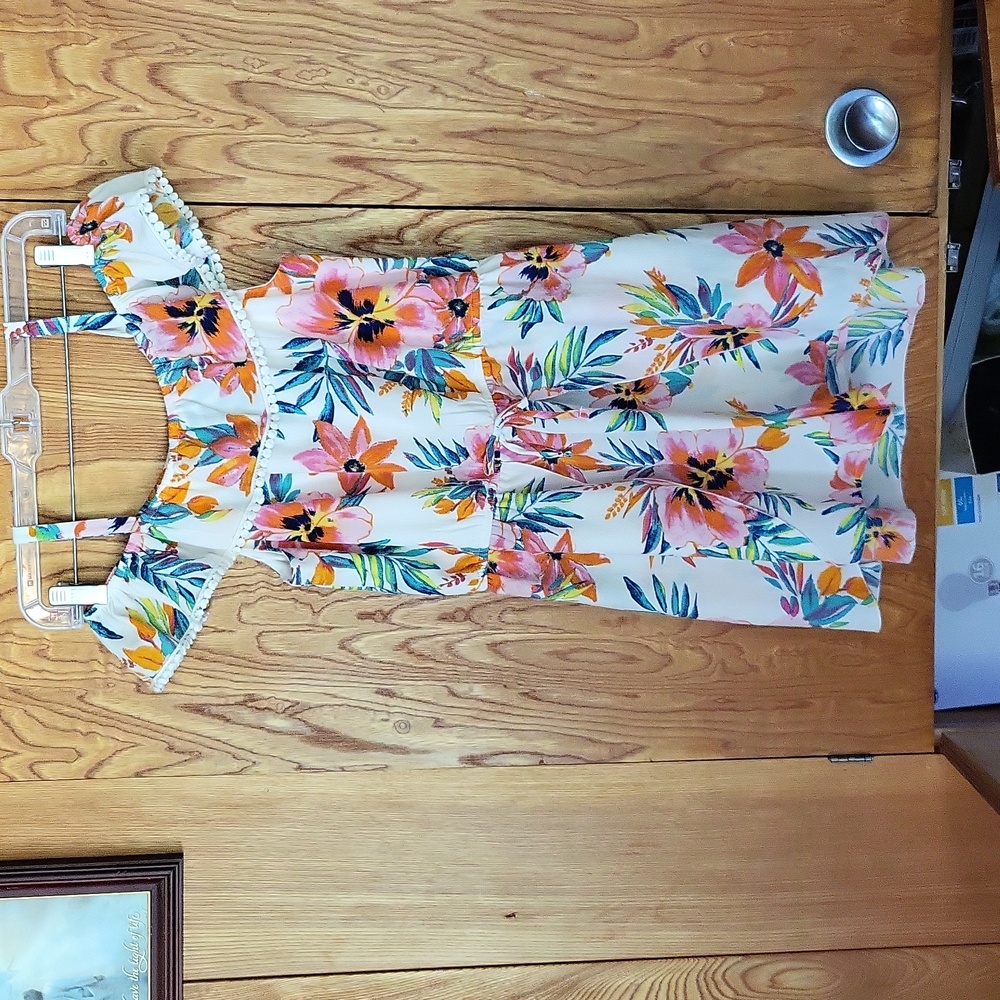 Lilt girls romper in white and floral